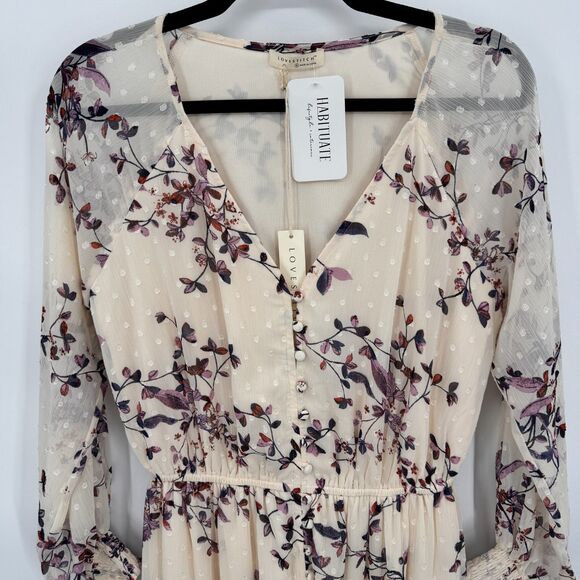 Lovestitch Floral Maxi Dress - Cream and Purple - Picture 2 of 7